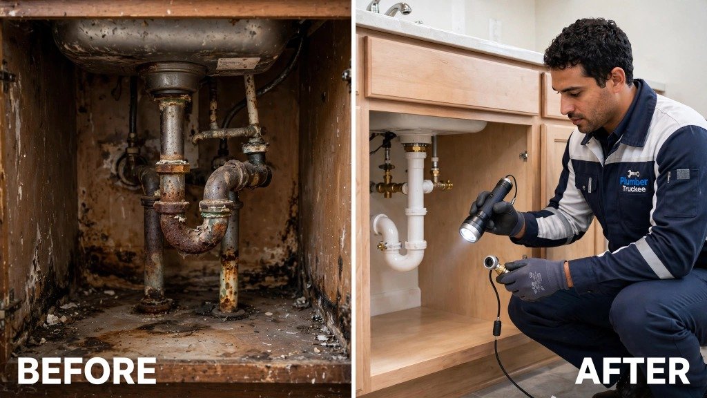 Under Sink Pipe Trap Inspection